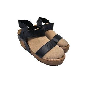 Black Thick-Strap Wedge Sandal